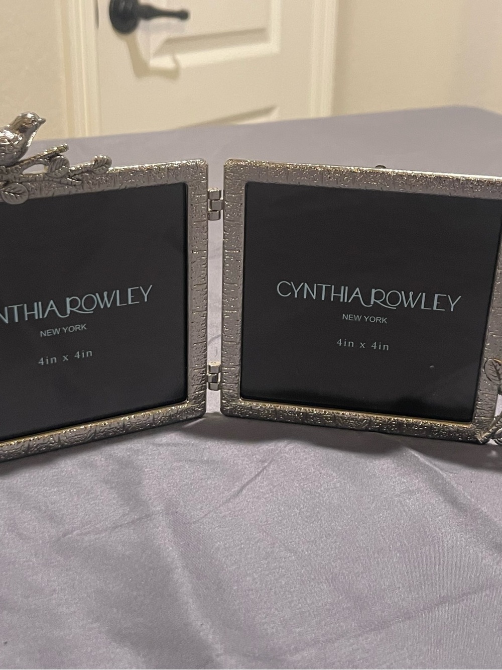Cynthia Rowley Silver Hinged Double Frame with Bird Accent